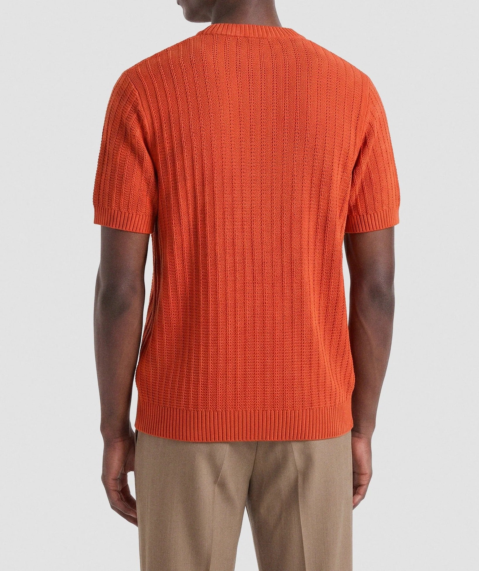FILIPPO DE LAURENTIIS Maglia Uomo Cotone Mercerizzato Coste-Arancione