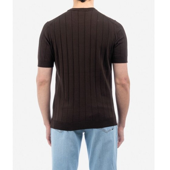 FILIPPO DE LAURENTIIS Maglia Uomo Cotone Crêpe Coste-Marrone