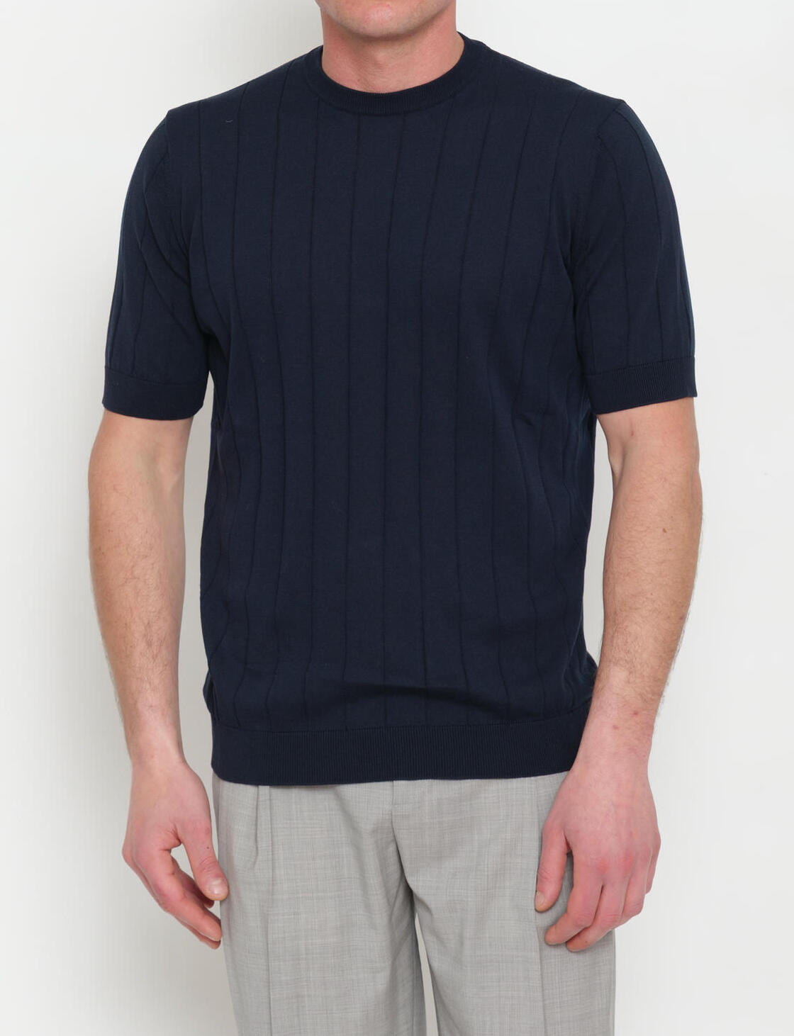 FILIPPO DE LAURENTIIS Maglia Uomo Cotone Crêpe Coste-Navy