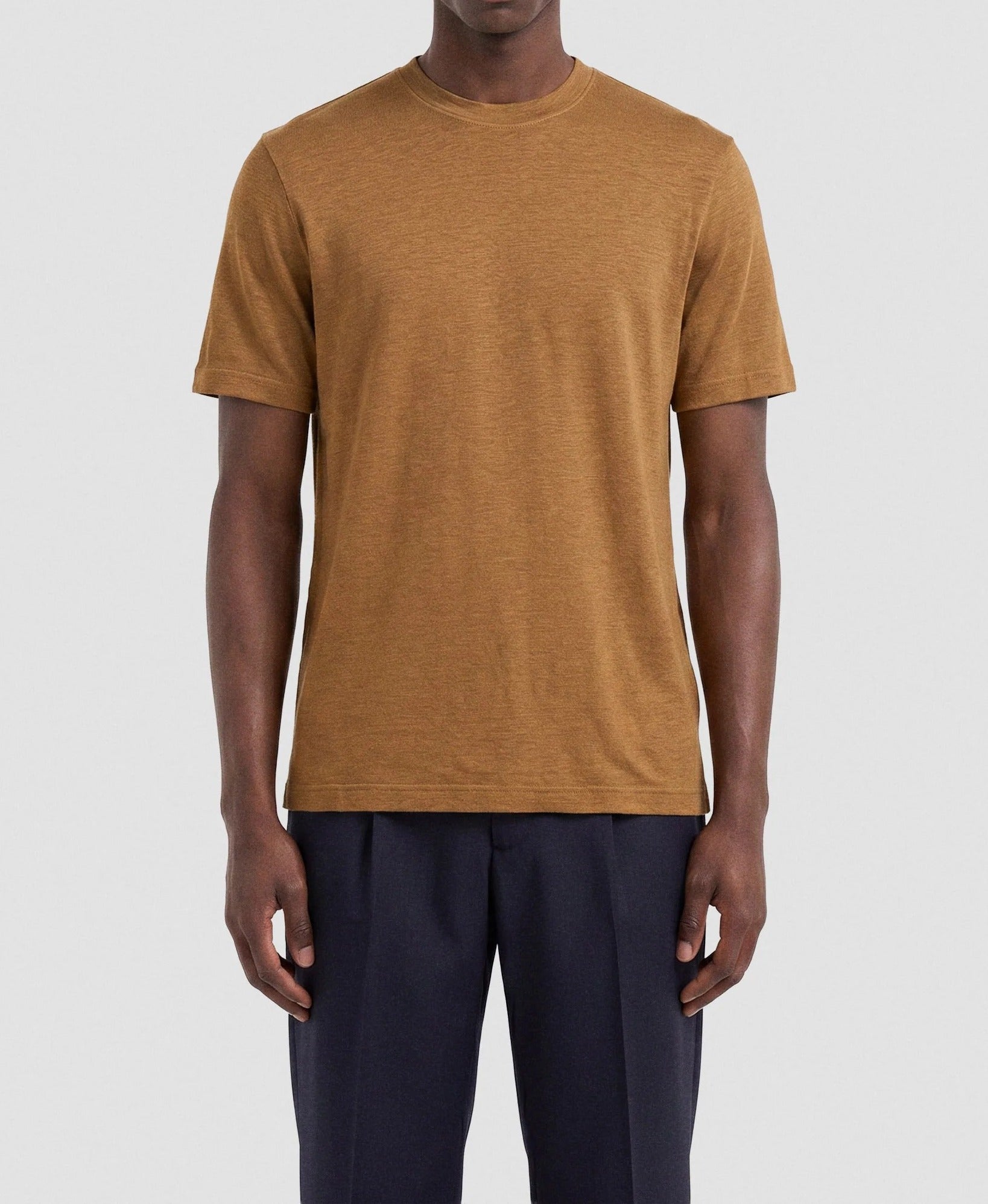 FILIPPO DE LAURENTIIS T-Shirt Uomo Fibra Linen-Cammello