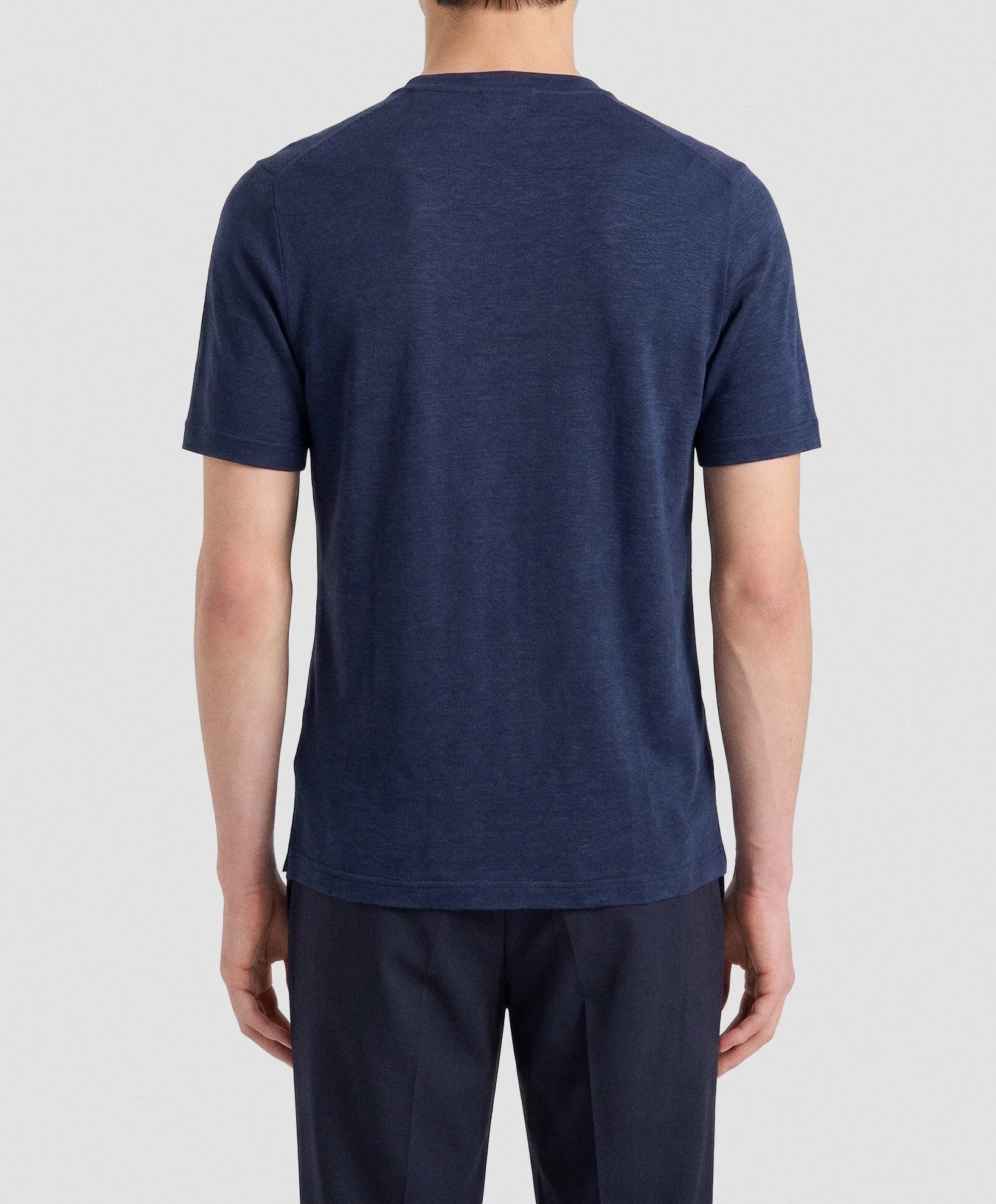 FILIPPO DE LAURENTIIS T-Shirt Uomo Fibra Linen-Indaco