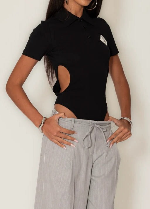 GAELLE PARIS Body Donna Colletto Polo-Nero