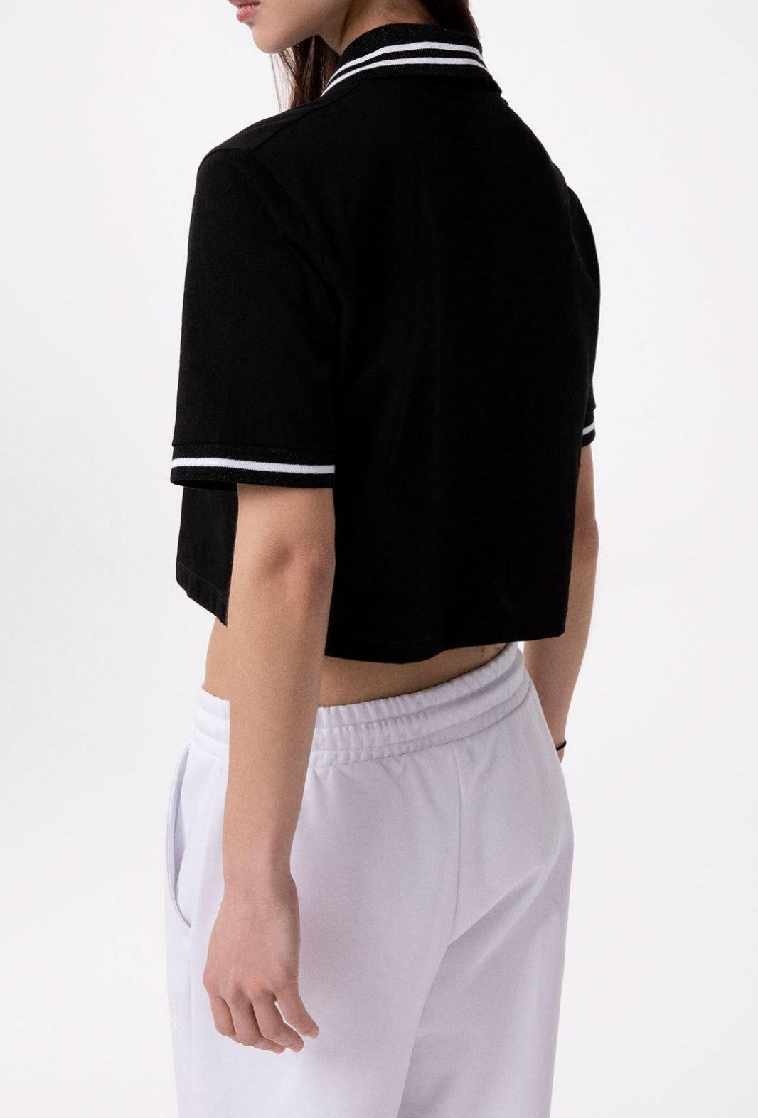 GAELLE PARIS Polo Donna Cropped Righe-Nero