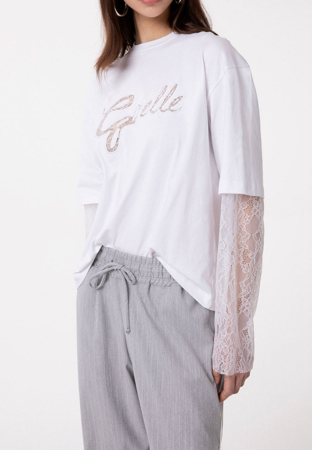 GAELLE PARIS T-Shirt Donna Jersey Pizzo-Bianco