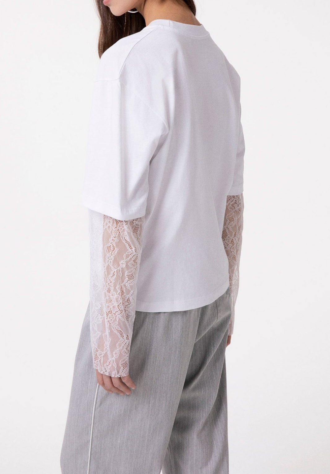 GAELLE PARIS T-Shirt Donna Jersey Pizzo-Bianco