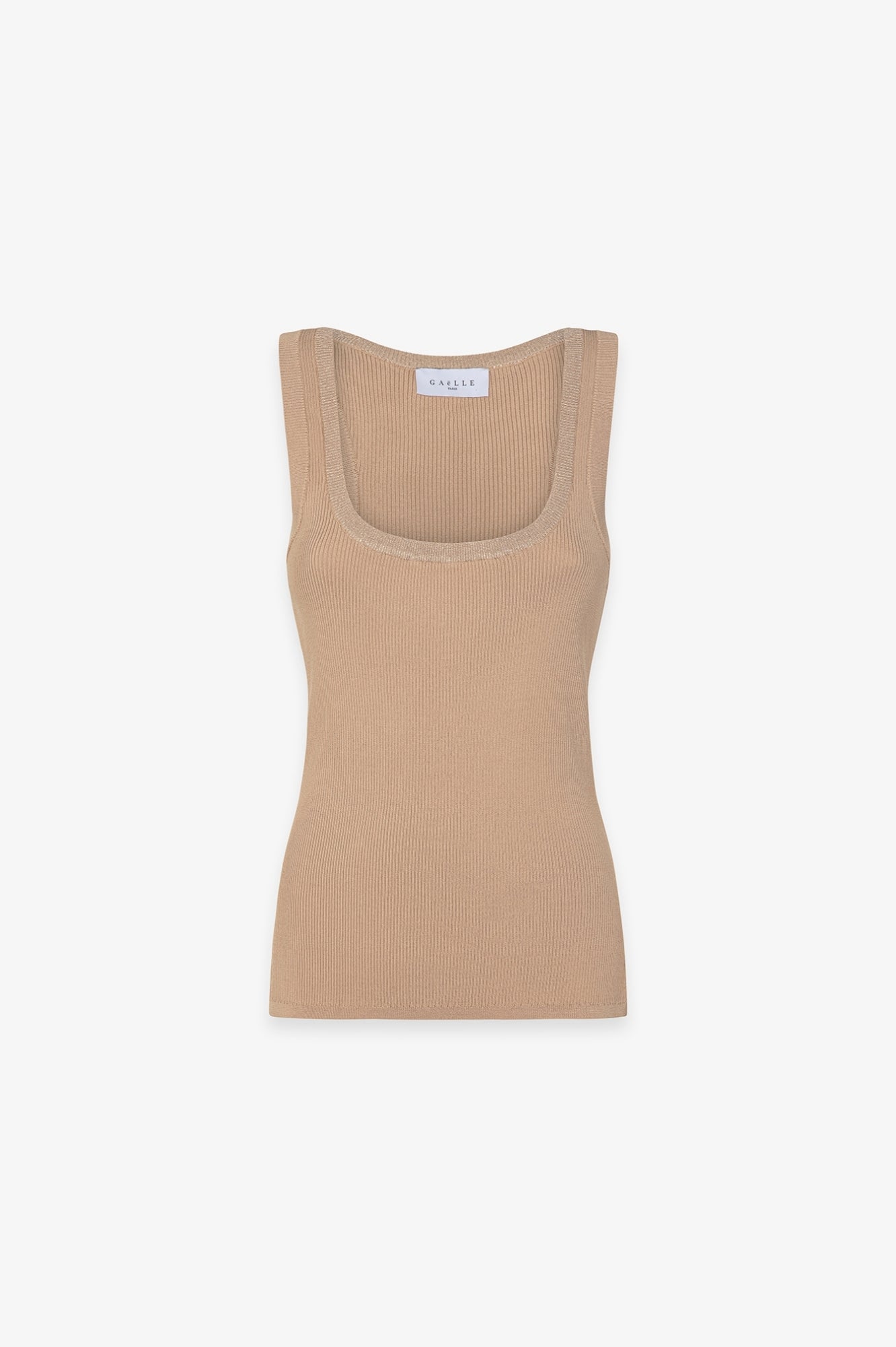 GAELLE PARIS Canotta Donna Maglia Costine Dettaglio Lurex-Beige