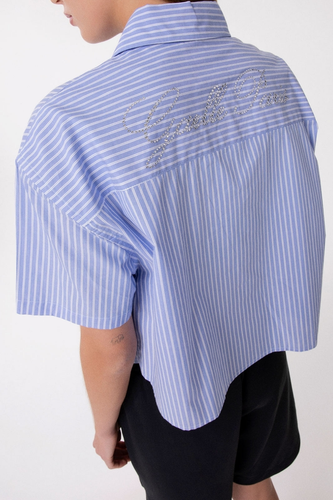 GAELLE PARIS Camicia Donna Corta Righe-Azzurro