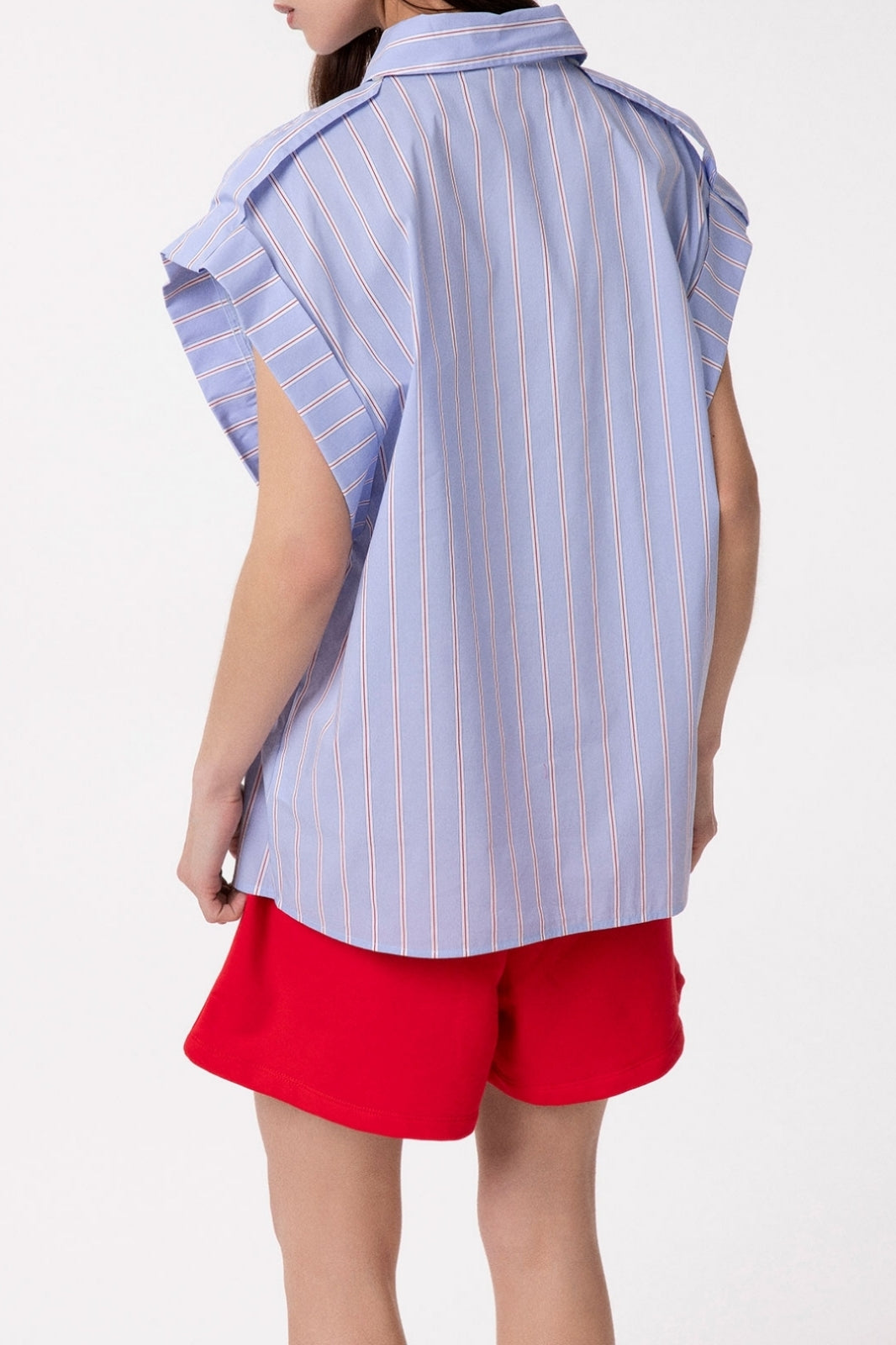 GAELLE PARIS Camicia Donna Righe Maniche Kimono-Azzurro