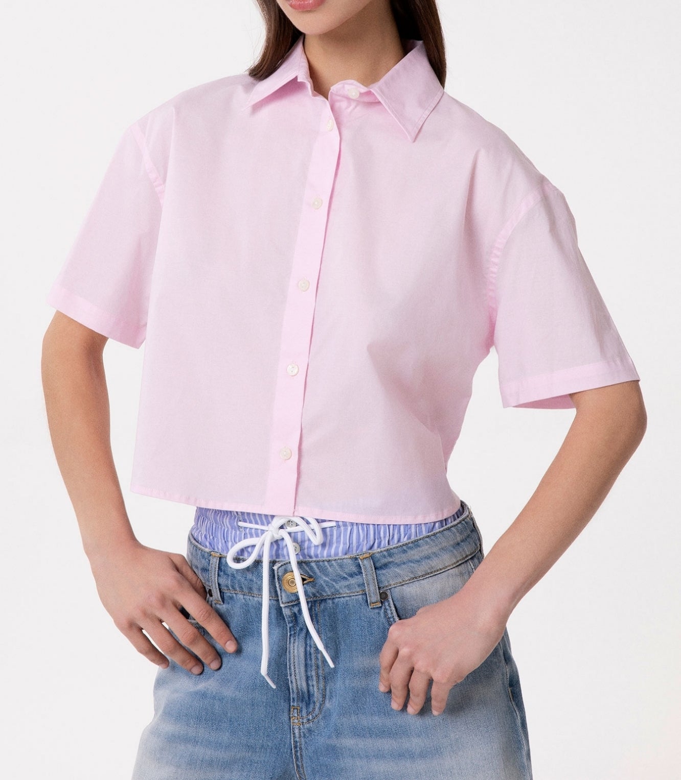 GAELLE PARIS Camicia Donna Corta Popeline-Rosa