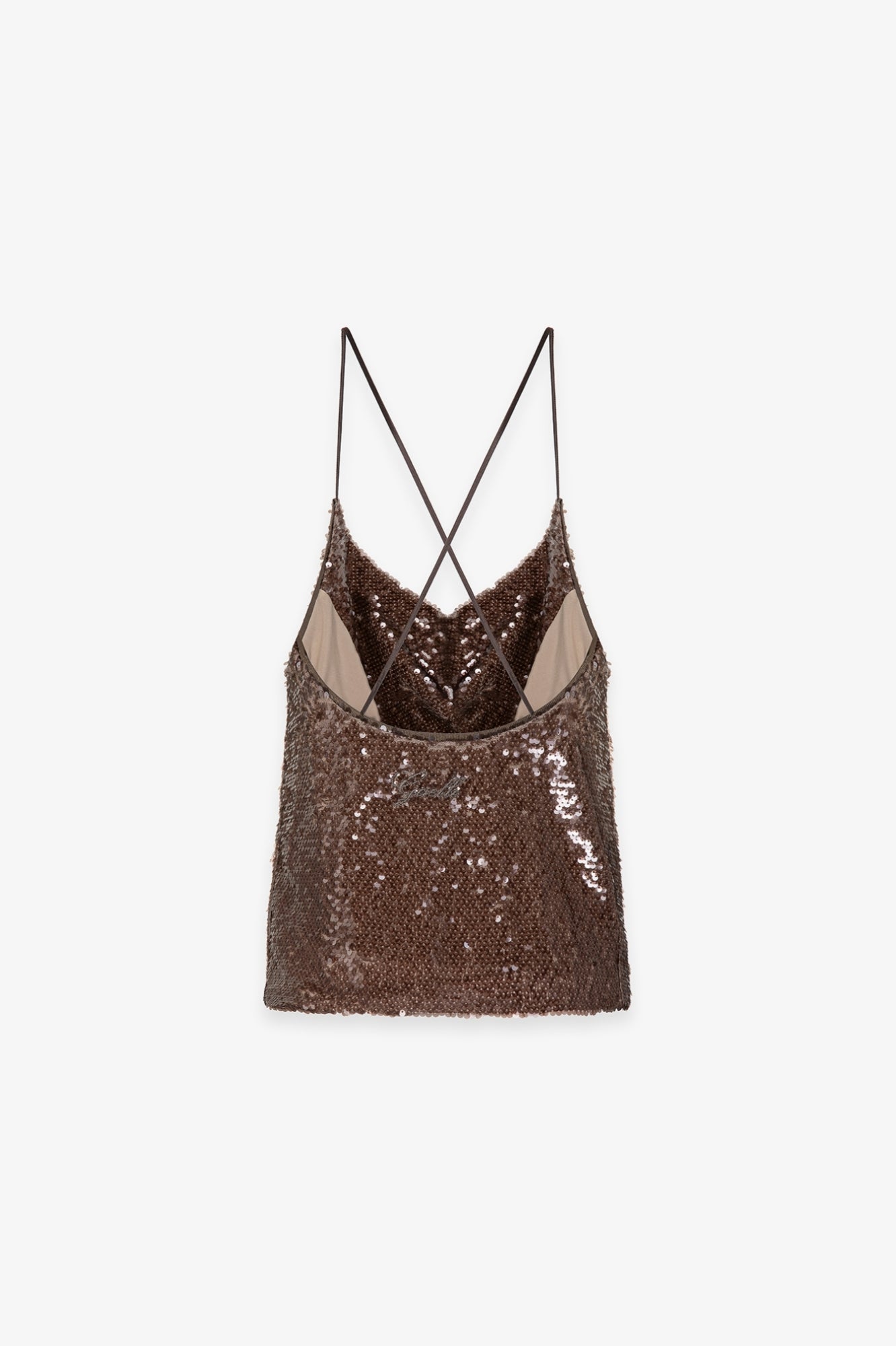 GAELLE PARIS Top Donna Paillettes-Moka