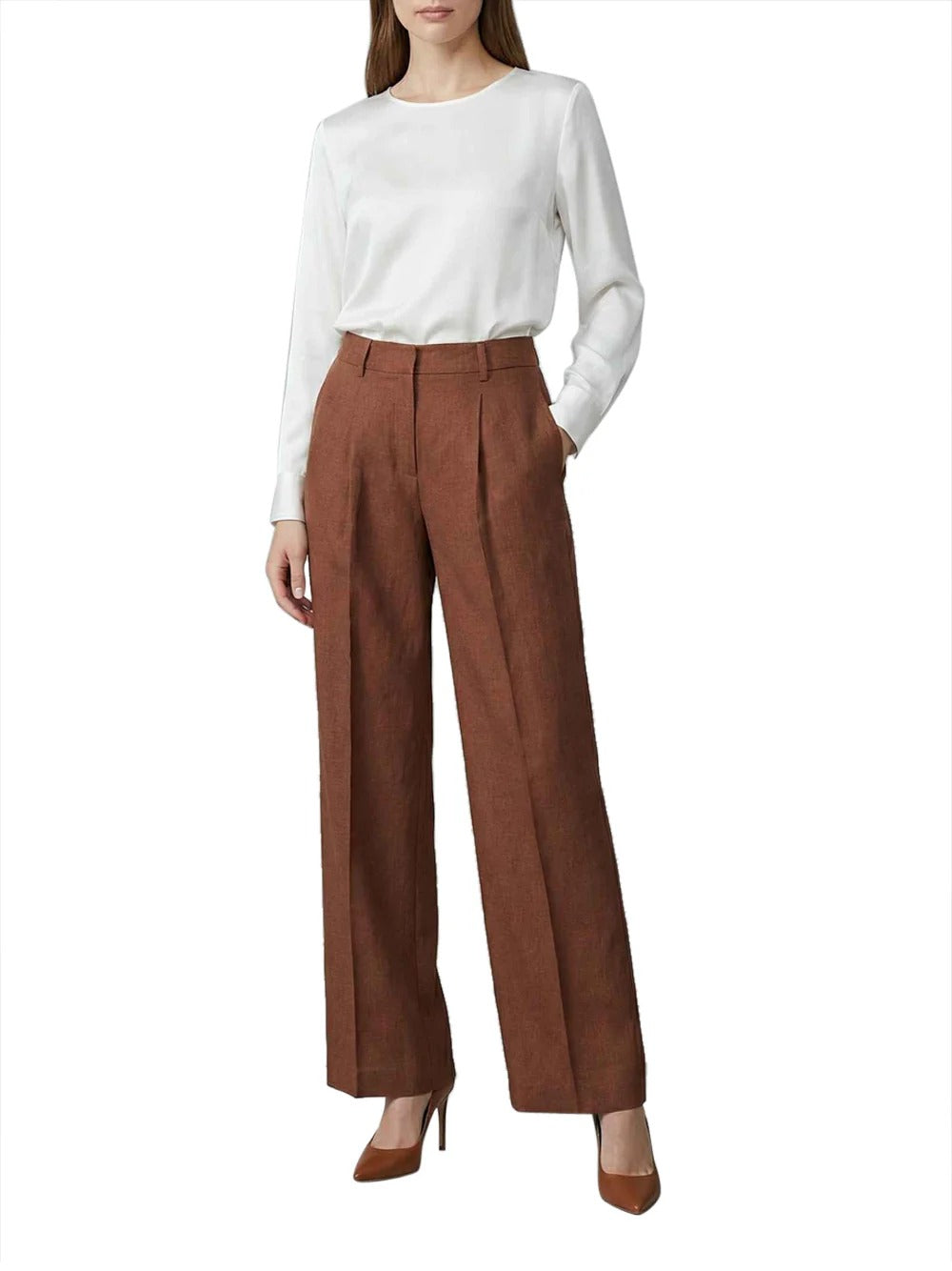 GAELLE PARIS Pantalone Donna Ricamo Logo-Moka