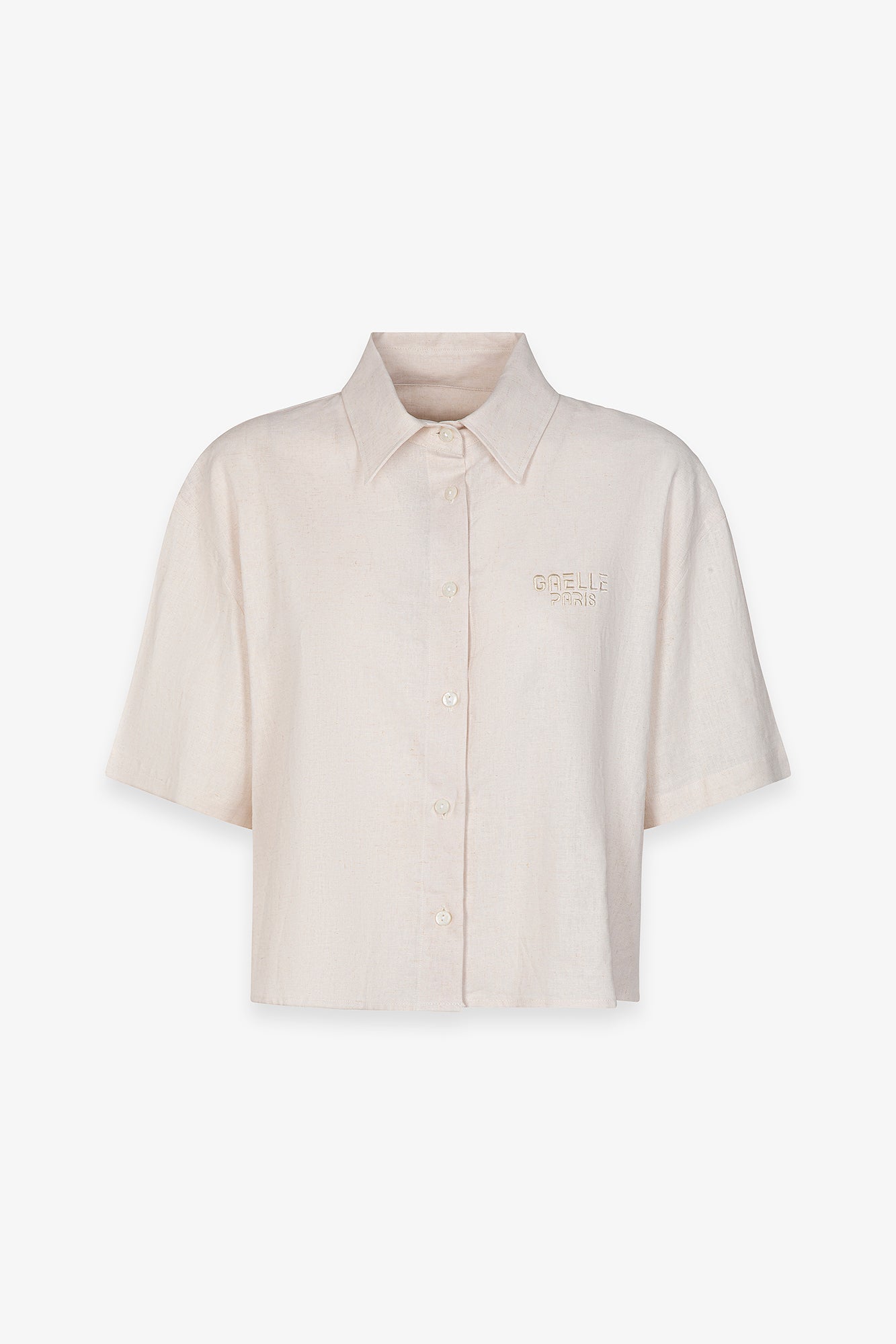 GAELLE PARIS Camicia Donna Corta Ricamo Logo-Avorio