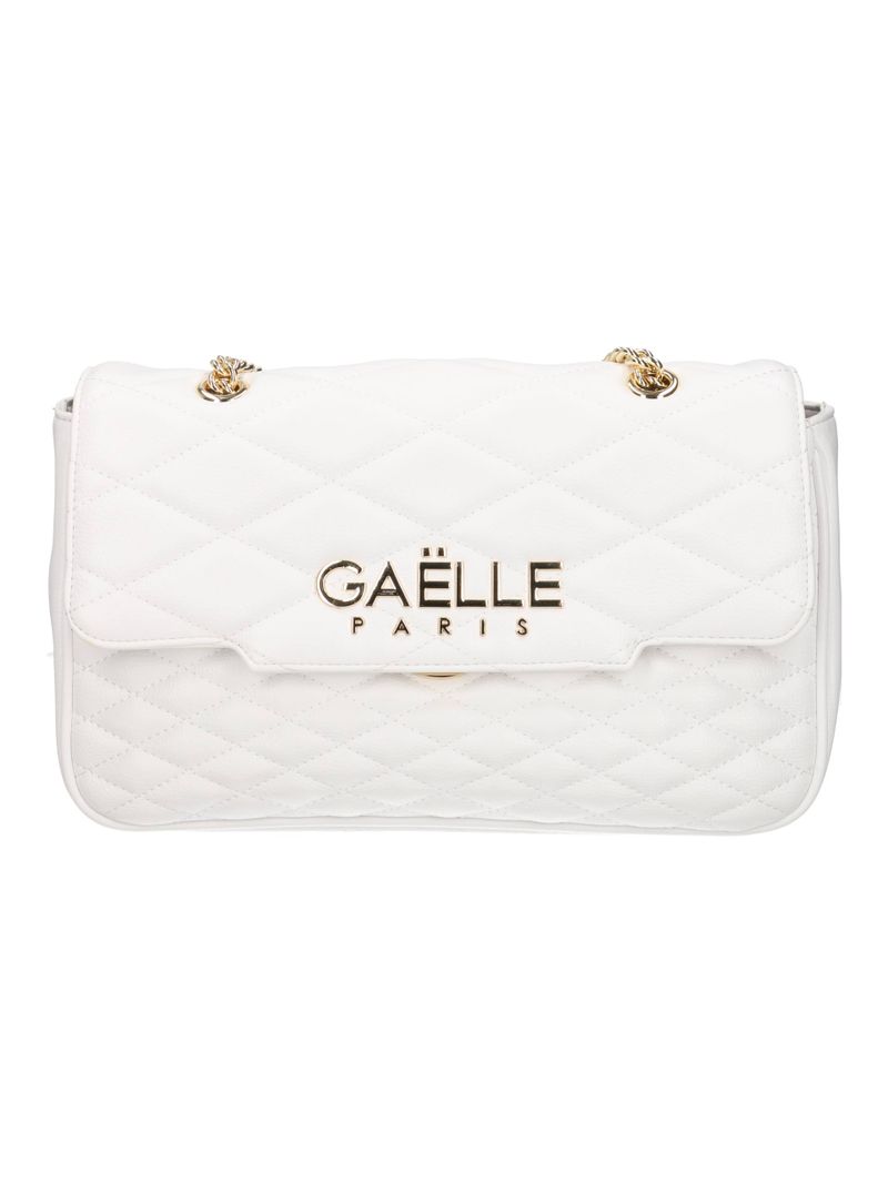 GAELLE PARIS Borsa Maxi Shoulder Strap Metal Logo-Bianco