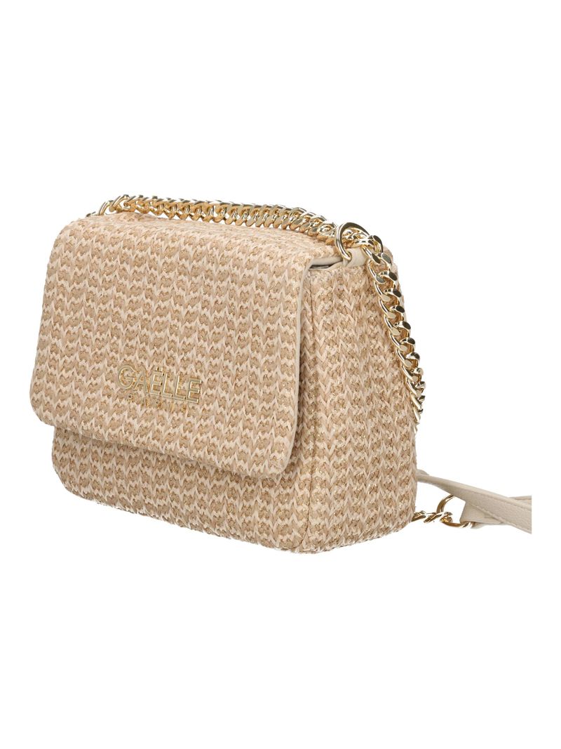 GAELLE PARIS Borsa Mini Shoulder Strap Raffia Lurex-Beige