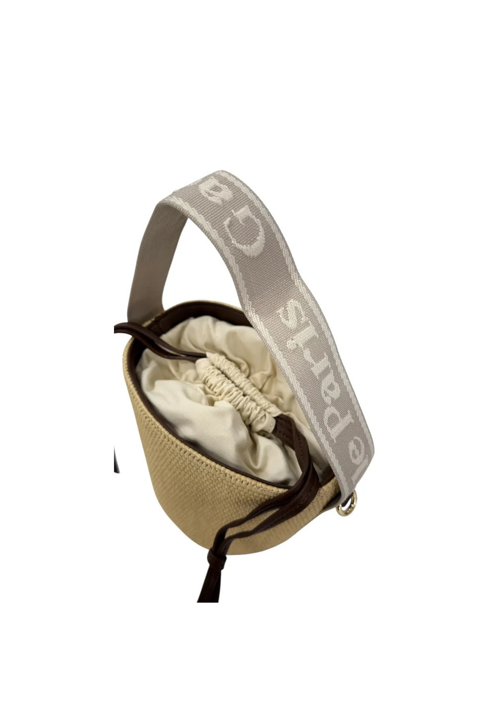 GAELLE PARIS Borsa Mini Secchiello Manico Jacquard-Naturale