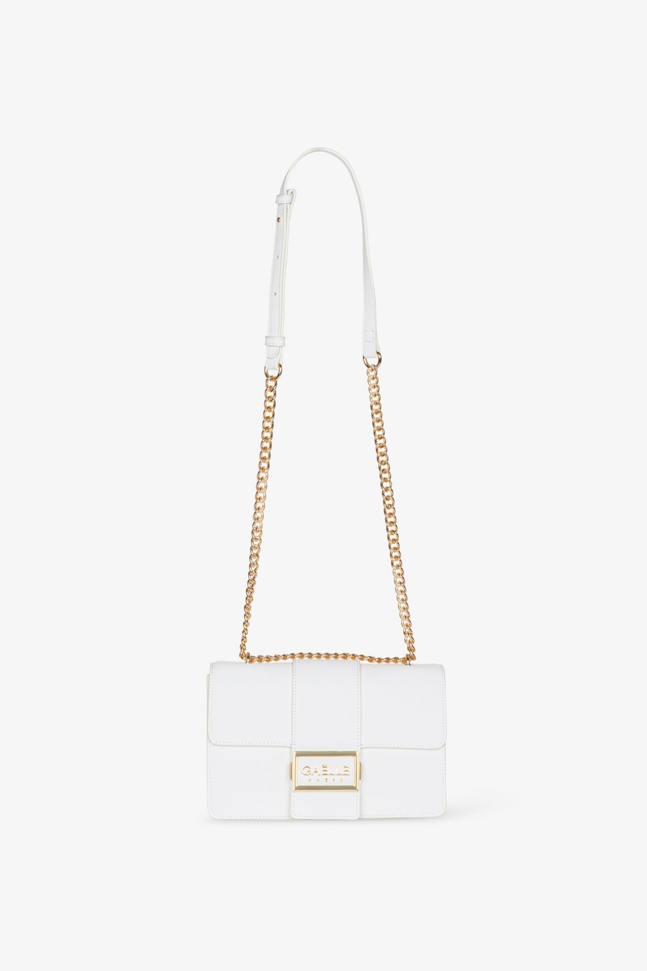 GAELLE PARIS Borsa REGULAR SHOULDER STRAP Mini Metalo Logo-Bianco
