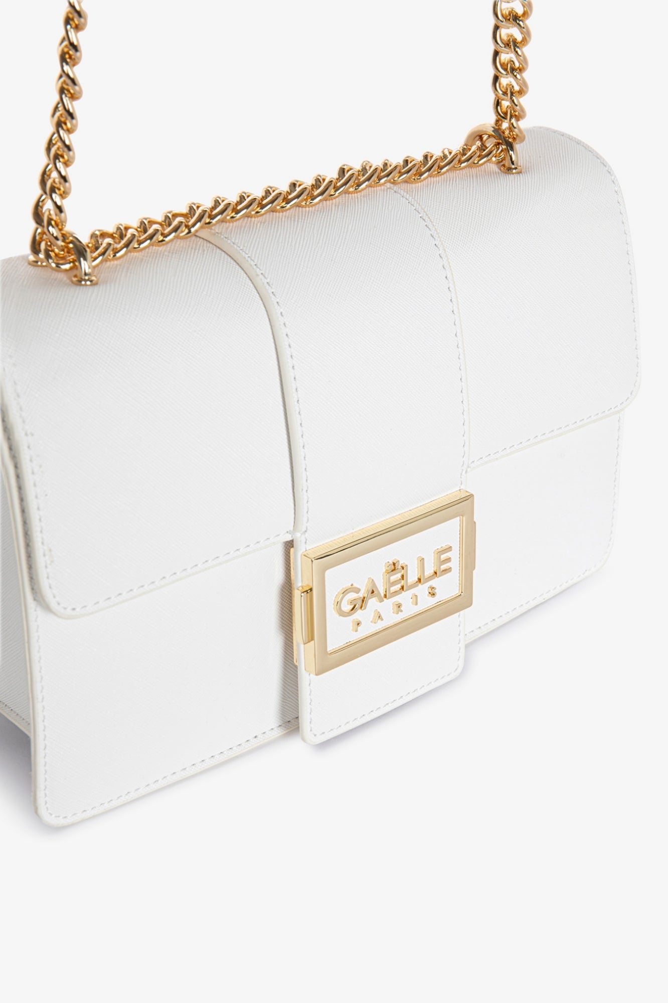 GAELLE PARIS Borsa REGULAR SHOULDER STRAP Mini Metalo Logo-Bianco
