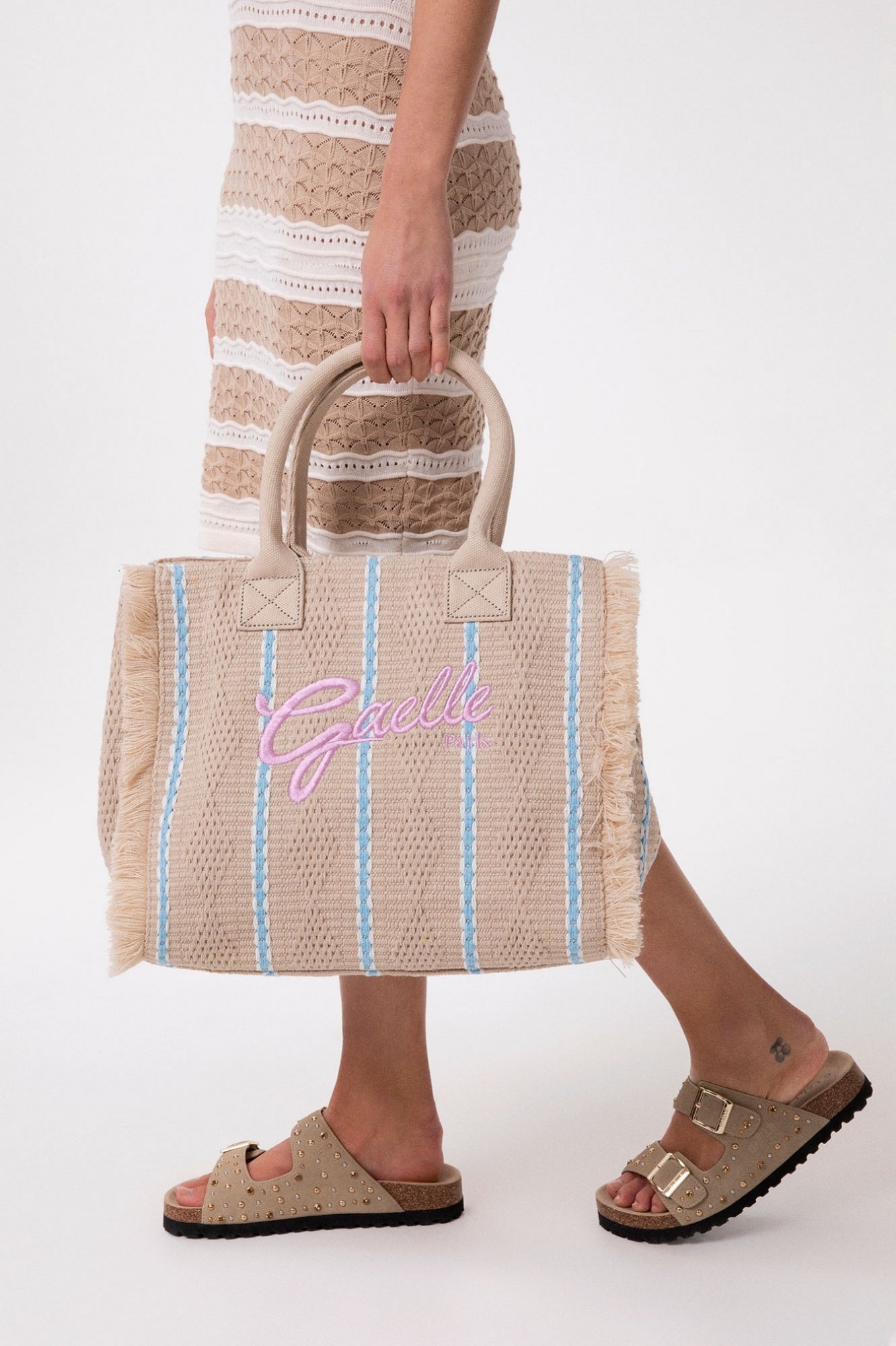 GAELLE PARIS Maxi Shopper Firma Logo Rosa-Beige