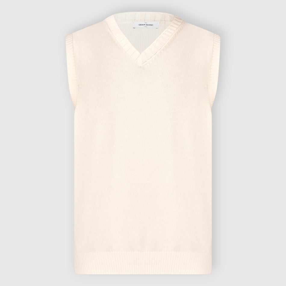 GRAN SASSO Gilet Uomo Maglia Cotone-Panna