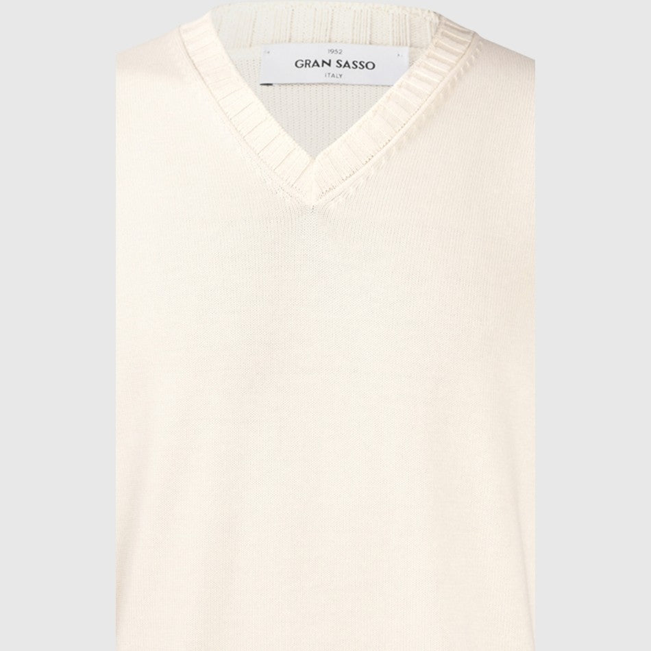 GRAN SASSO Gilet Uomo Maglia Cotone-Panna