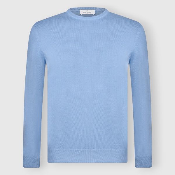 GRAN SASSO Maglia Uomo Girocollo Cotone-Celeste