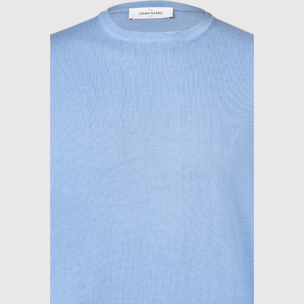 GRAN SASSO Maglia Uomo Girocollo Cotone-Celeste