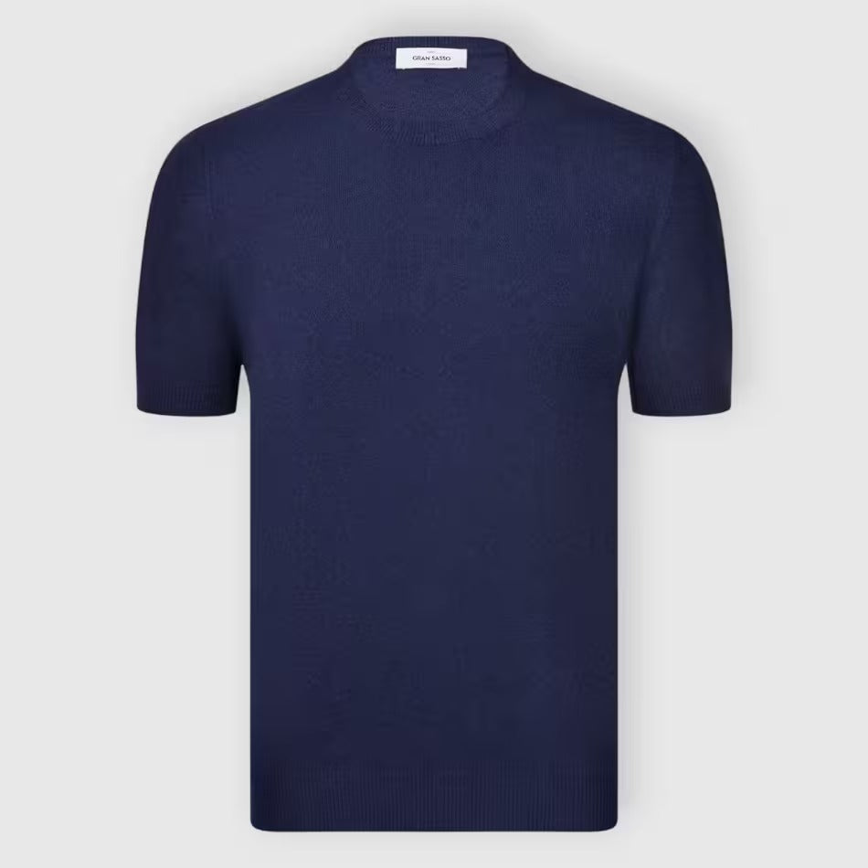 GRAN SASSO T-Shirt Uomo Maglia Cotone Bouclé-Blu