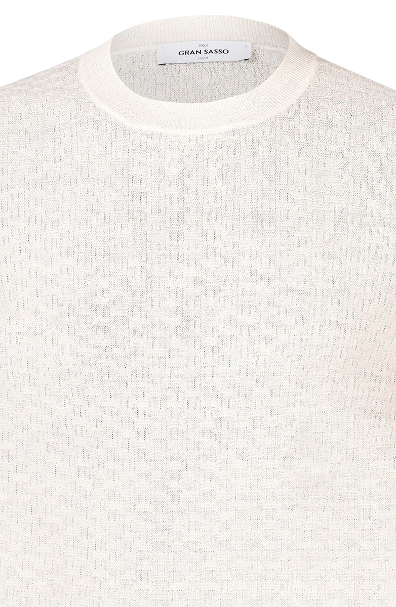 GRAN SASSO T-Shirt Uomo Maglia Lino Cotone Mattoncino-Bianco