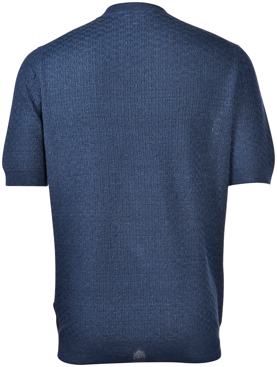GRAN SASSO T-Shirt Uomo Maglia Cotone Lino Mattoncino-Blu Navy