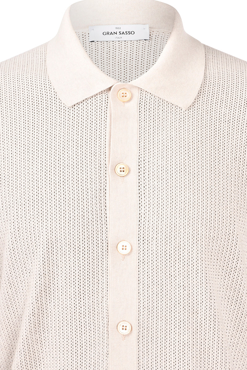 GrRAN SASSO Camicia Maglia Cotone Traforata-Panna
