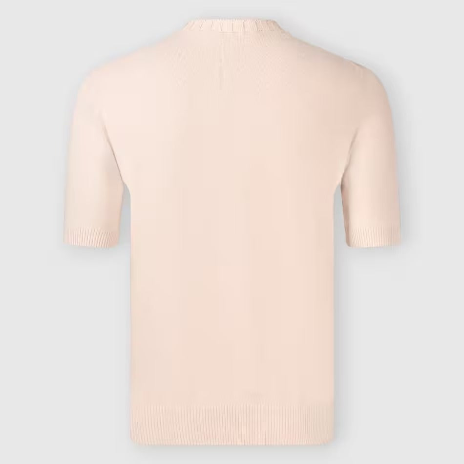 GRAN SASSO T-Shirt Uomo Maglia Cotone Collo Coste Larghe-Beige