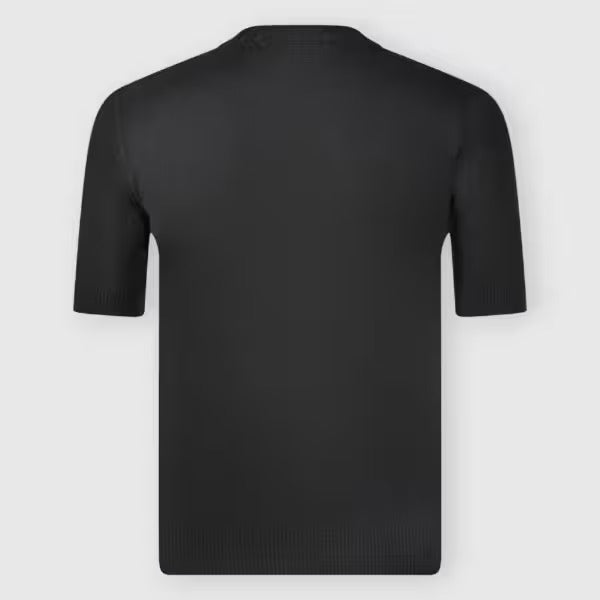 GRAN SASSO T-Shirt Uomo Maglia Cotone Collo Coste Larghe-Nero