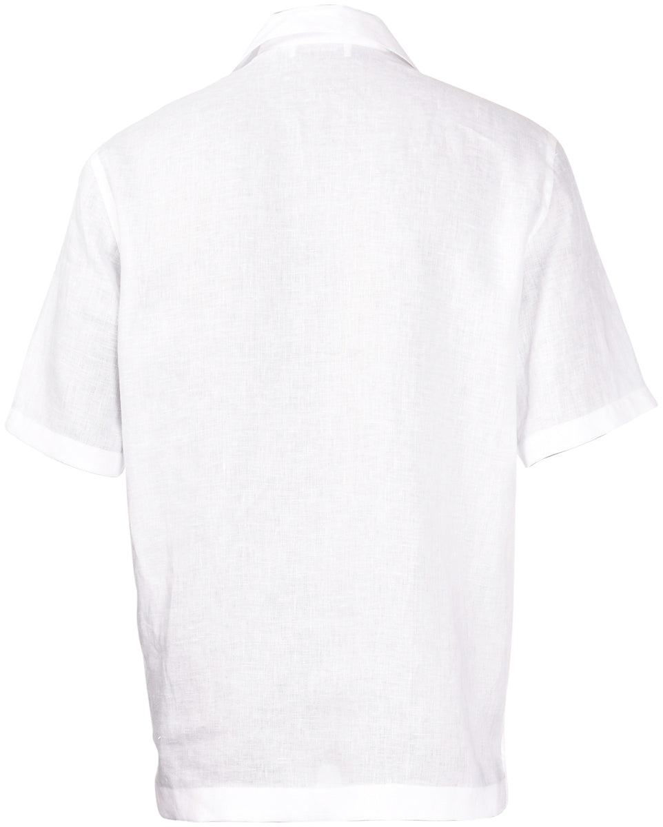 GRAN SASSO Camicia Uomo Lino Maniche Corte-Bianco