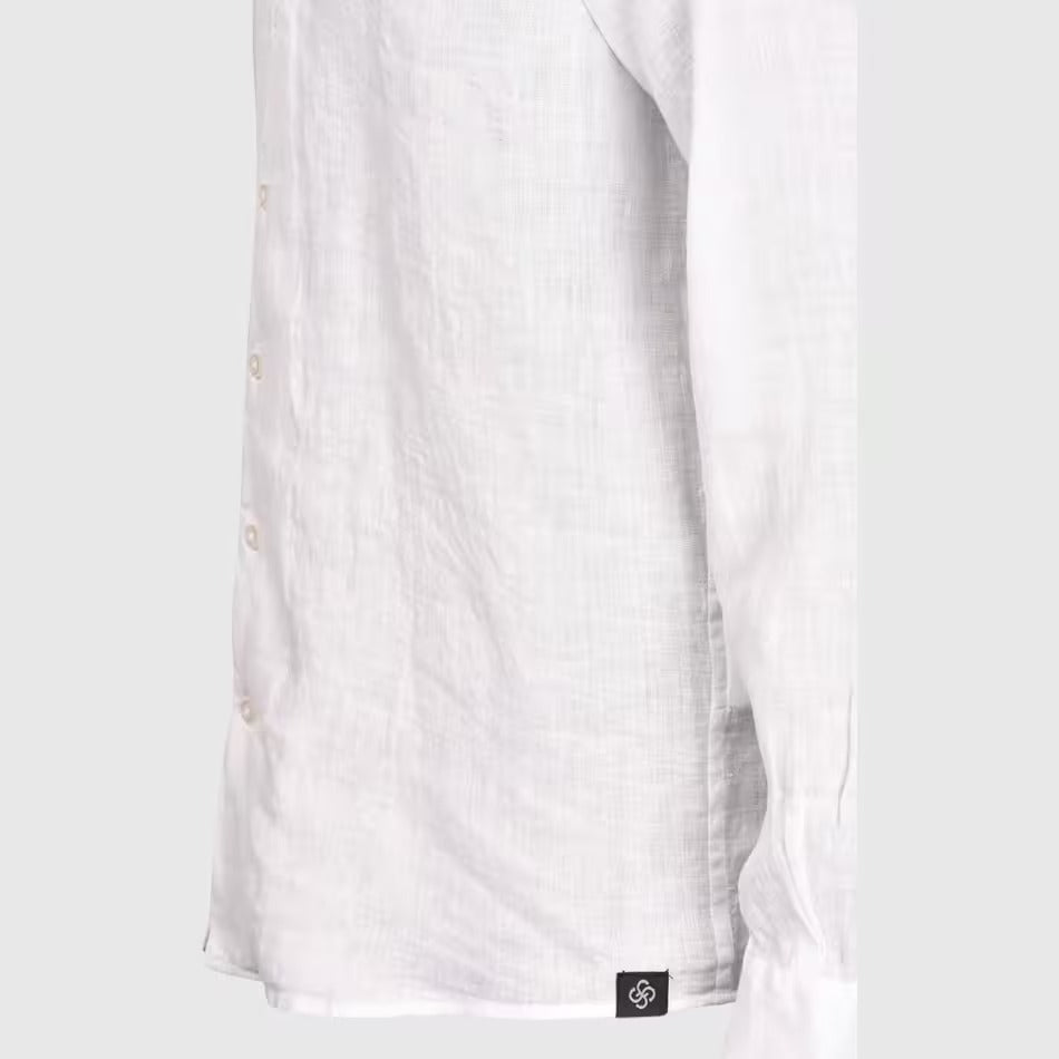 GRAN SASSO Camicia Uomo Lino Maniche Lunghe-Bianco