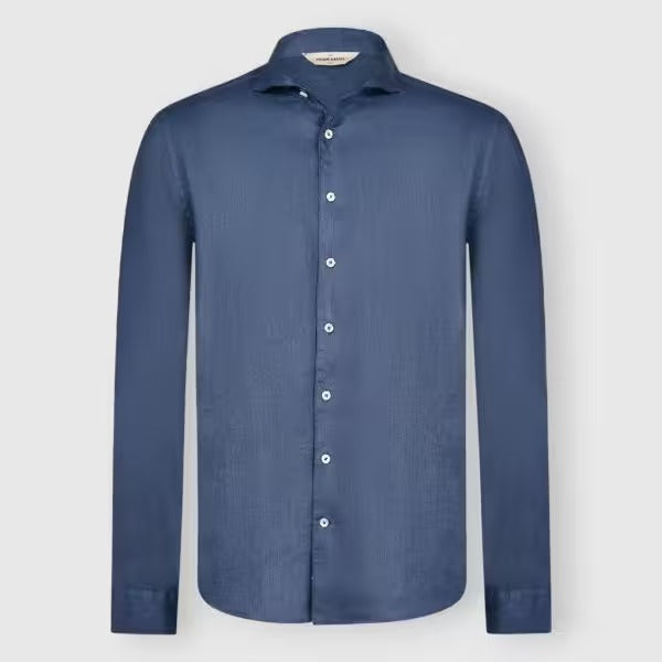 GRAN SASSO Camicia Uomo Lino Maniche Lunghe-Blu Denim