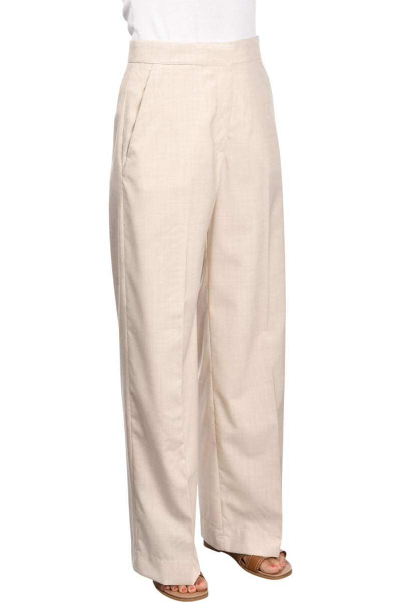GRAN SASSO Pantalone Donna Palazzo Fresco Lana-Panna