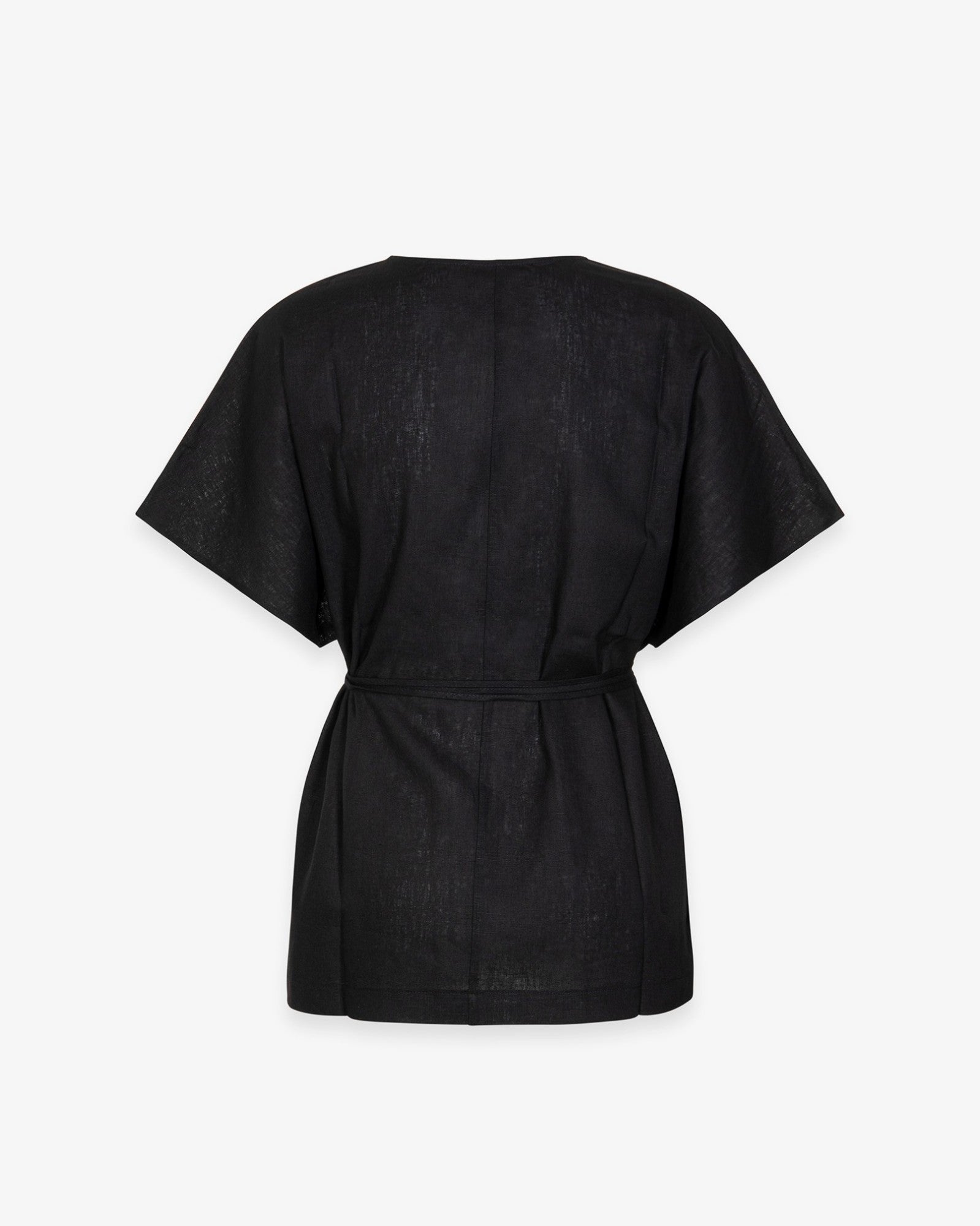 HINNOMINATE Camicia Donna Lino Kimono Cintura-Nero