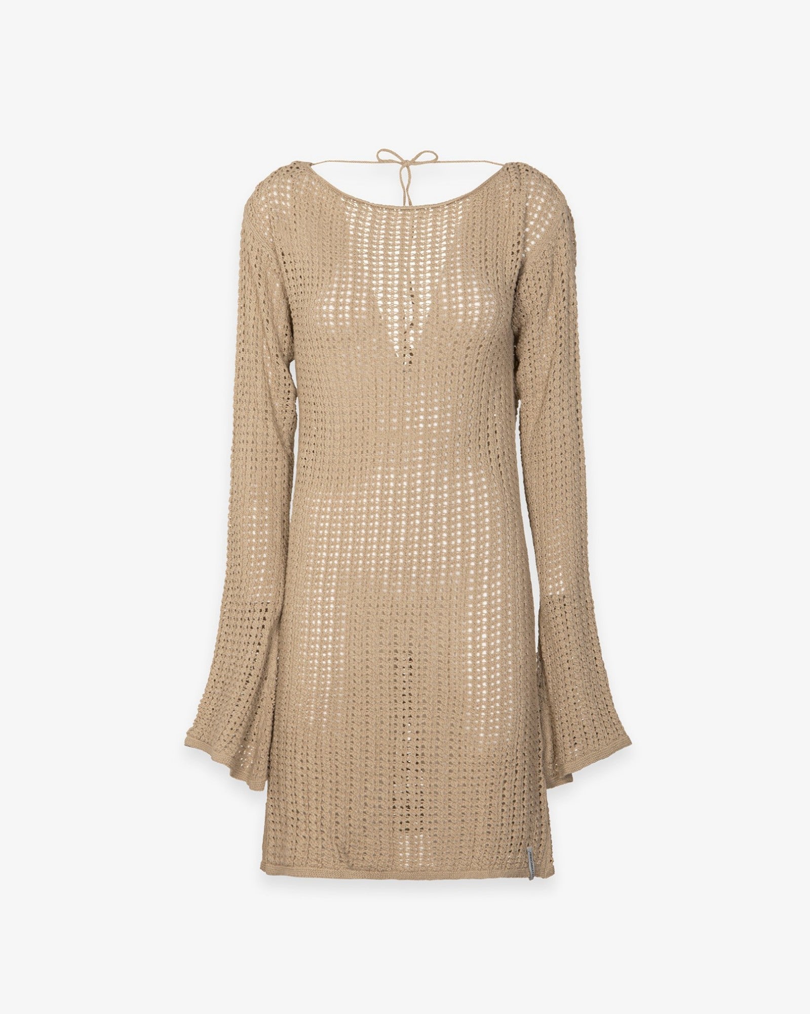 HINNOMINATE Abito Corto Donna Maglia Traforata-Beige
