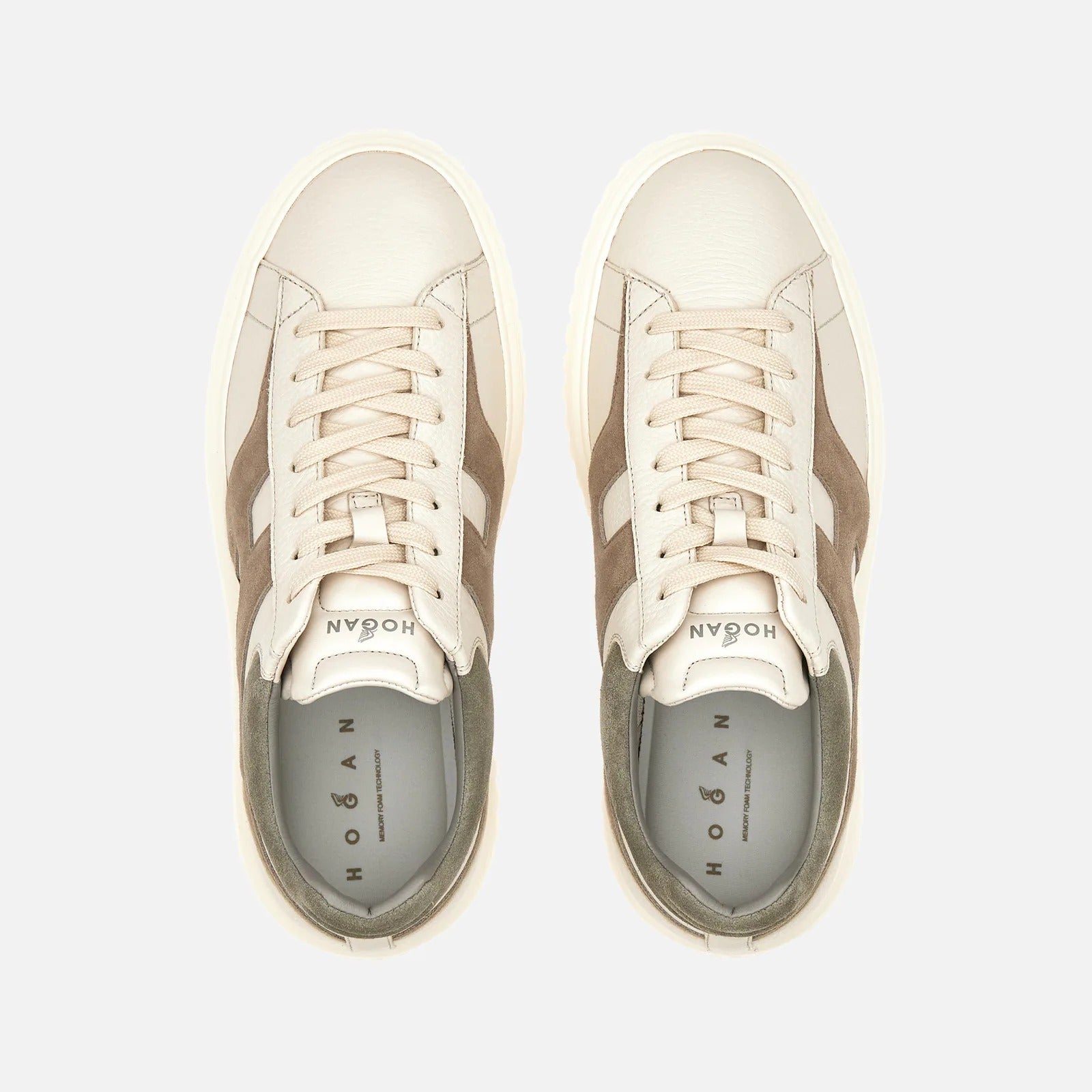 HOGAN Sneaker Uomo H-Stripes-Avorio Grigio Marrone