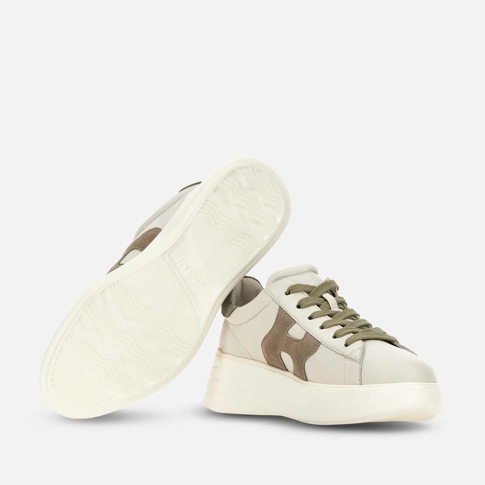 HOGAN SNEAKER Donna REBEL H562-Avorio Grigio Marrone