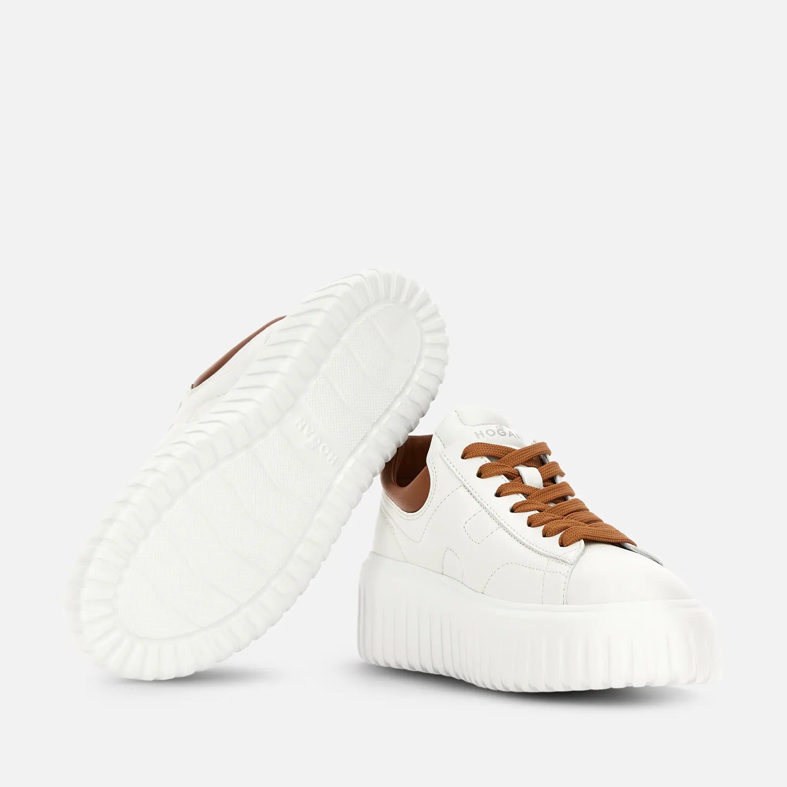 HOGAN Sneaker Donna H-Stripes-Bianco Marrone