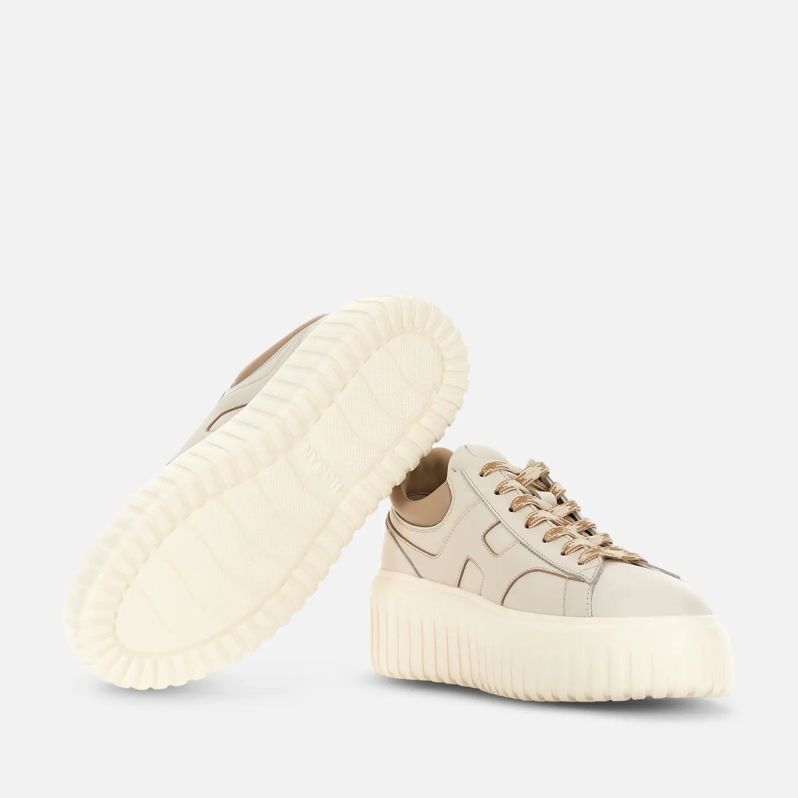 HOGAN Sneaker Donna H-Stripes-Avorio Marrone