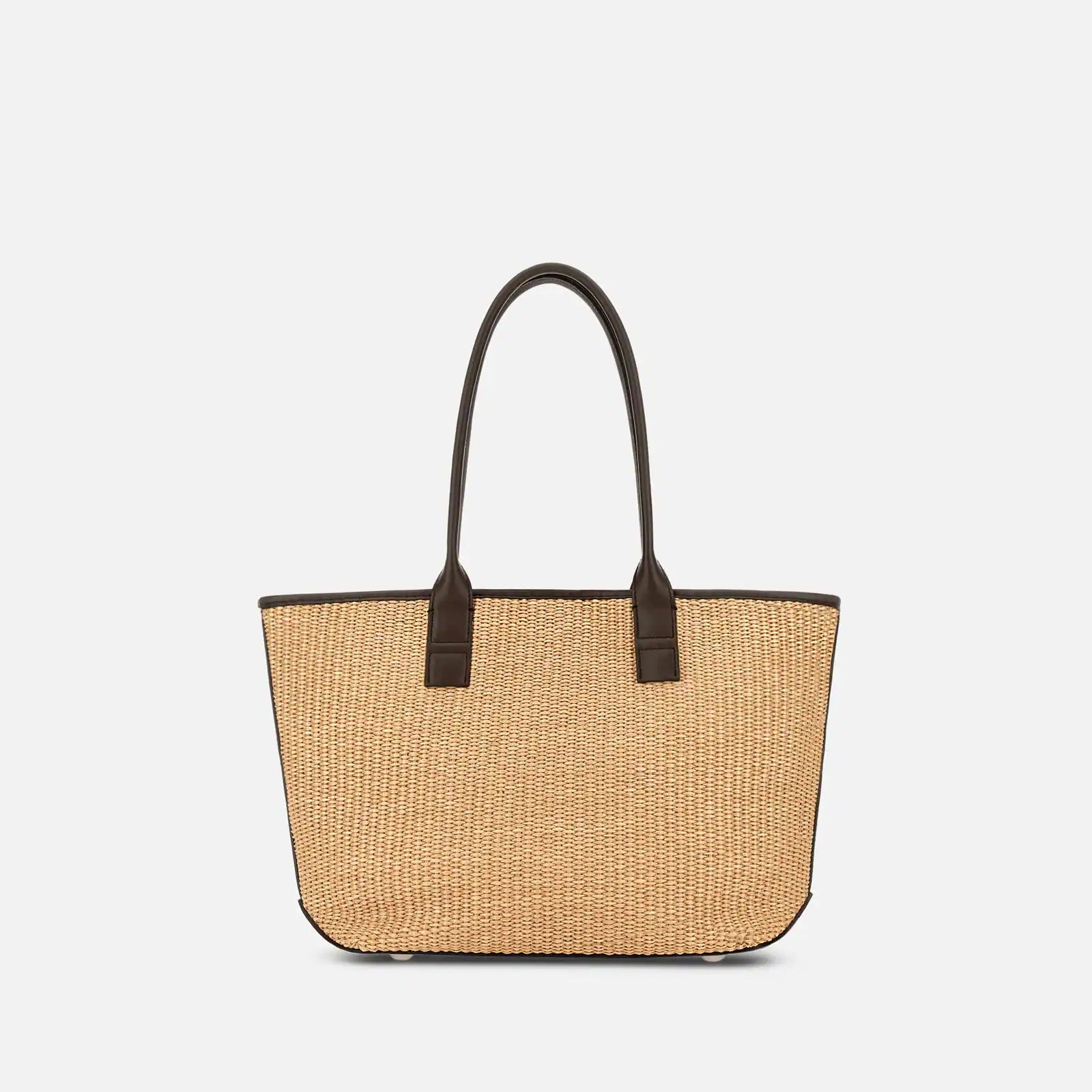 HOGAN Borsa Shopping Address Piccola Raffia-Marrone Avorio