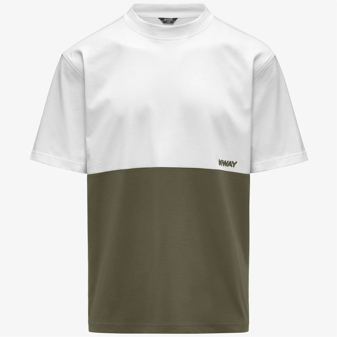 K-WAY T-Shirt Uomo SOLO JERSEY COLORBLOCK-Green Lichen/White