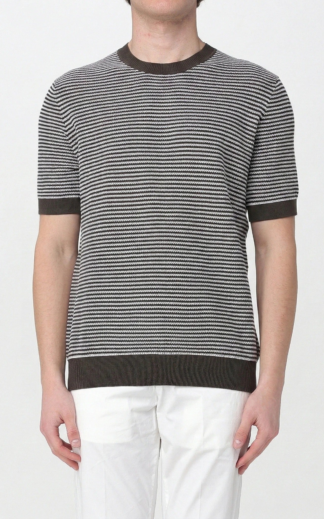 KANGRA MAglia Uomo Cotone Righe-Caffè
