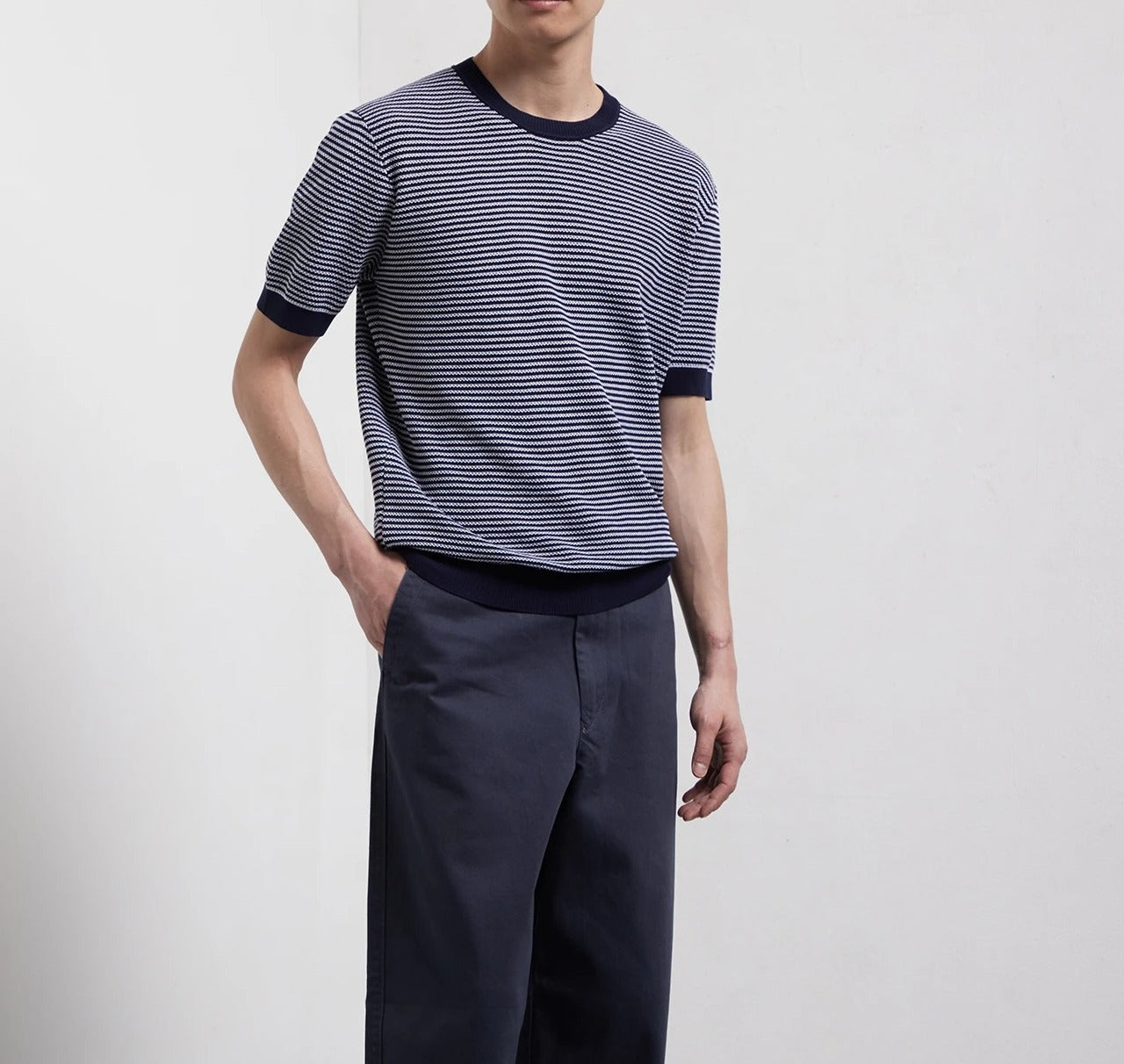KANGRA Maglia Uomo Cotone Righe-Blu