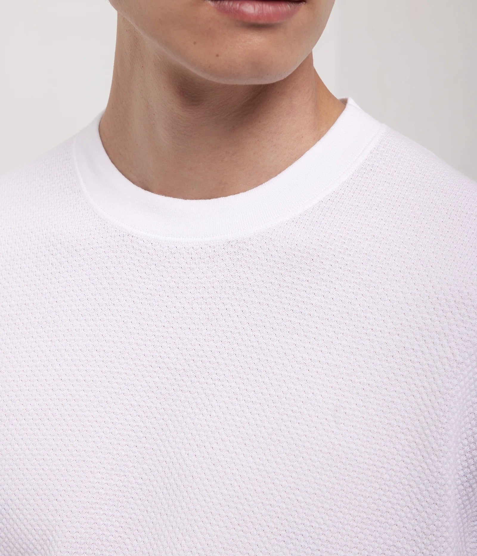 KANGRA Maglia Uomo Girocollo Punto Pluriball-Bianco