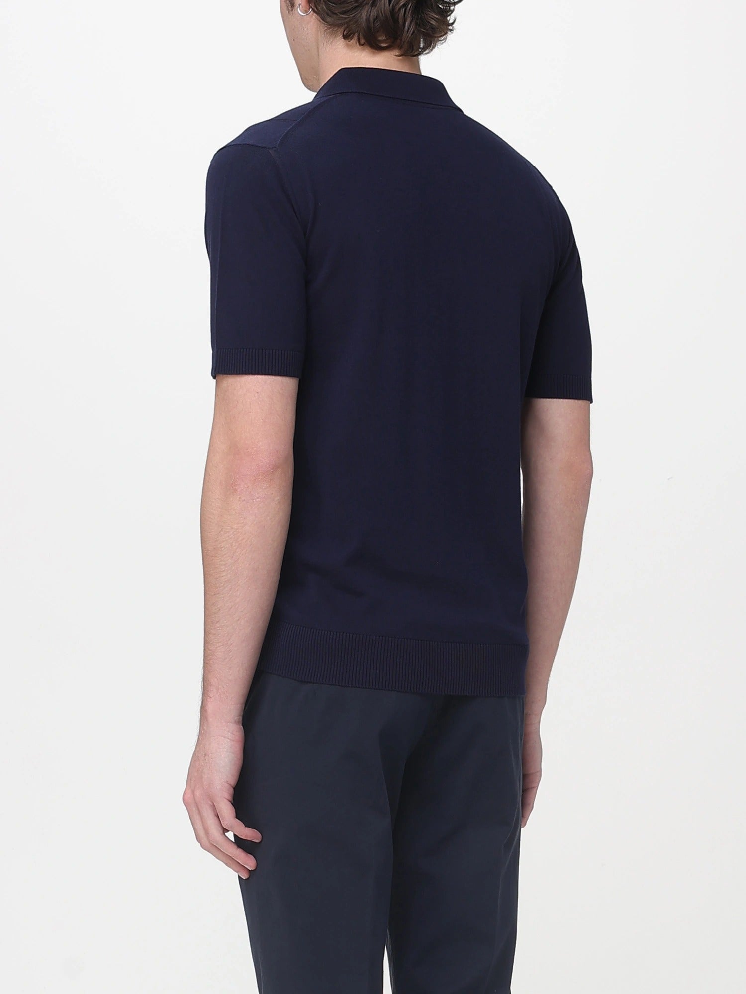 KANGRA Polo Uomo Cotone Coste Verticali-Blu