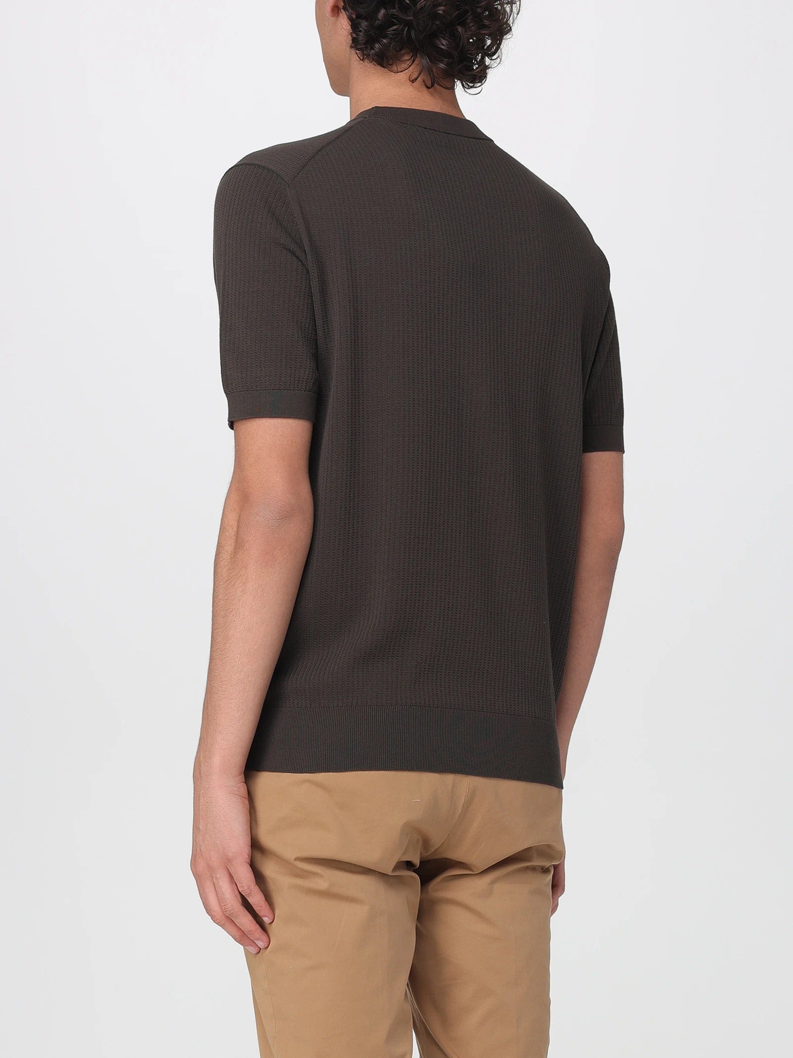 KANGRA Maglia Uomo Cotone Trecce Coste-Ebano