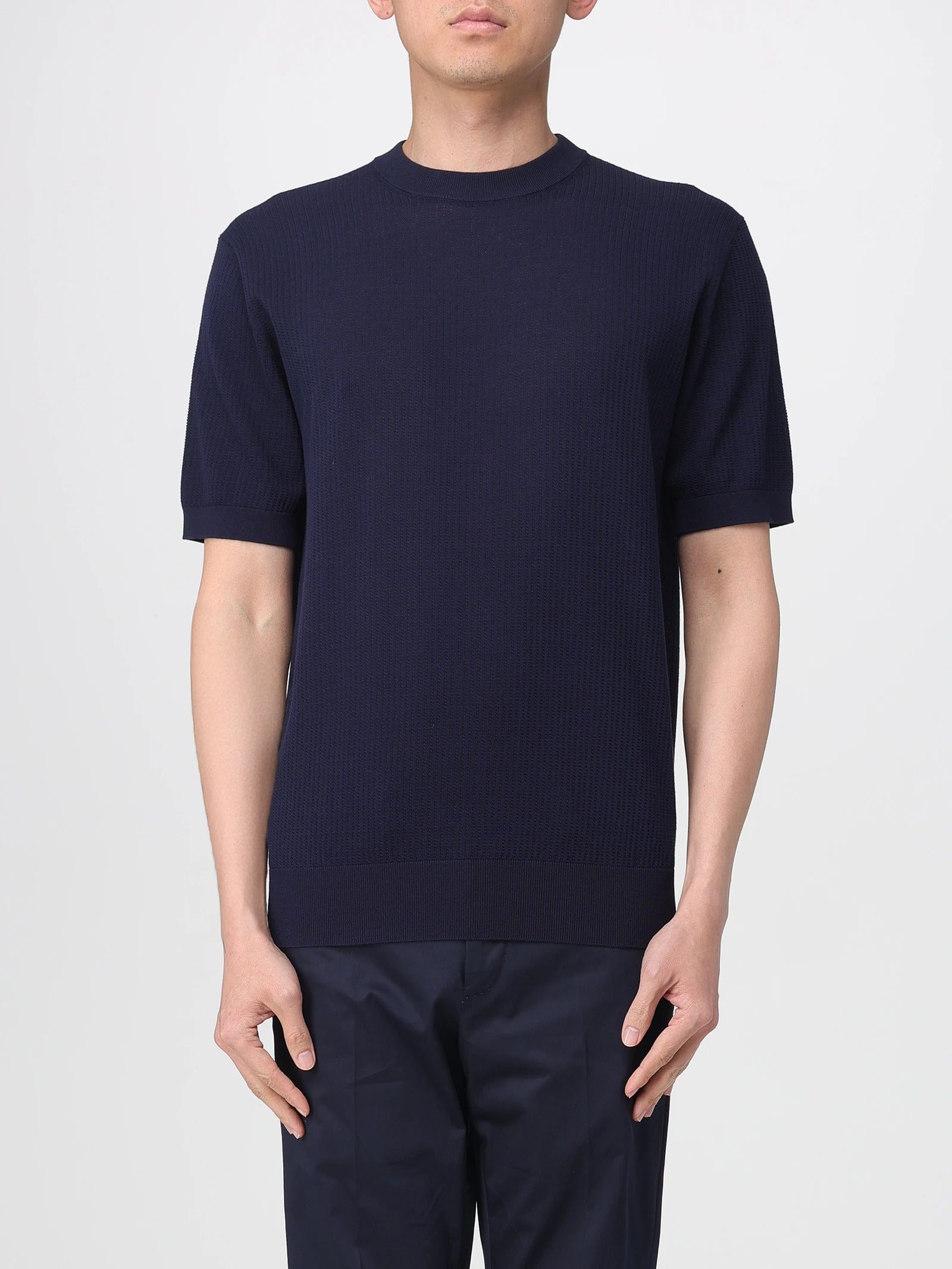KANGRA Maglia Uomo Cotone Trecce Coste-Blu